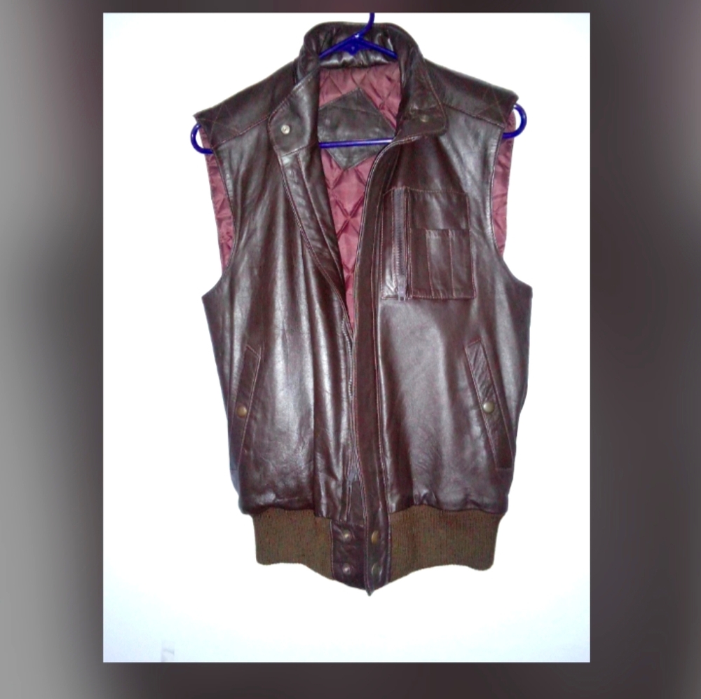 Brown leather vest